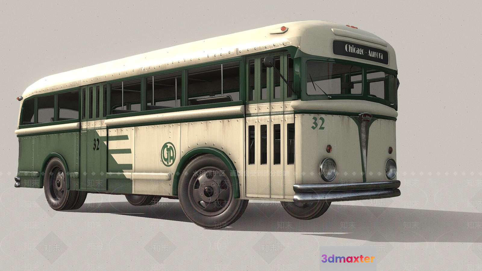 Old-Fashioned Bus 3D Model - 13376 - VRAY Render