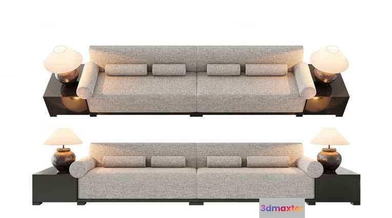Modern Light Gray Sofa 3D Model - 7327 - VRAY Render