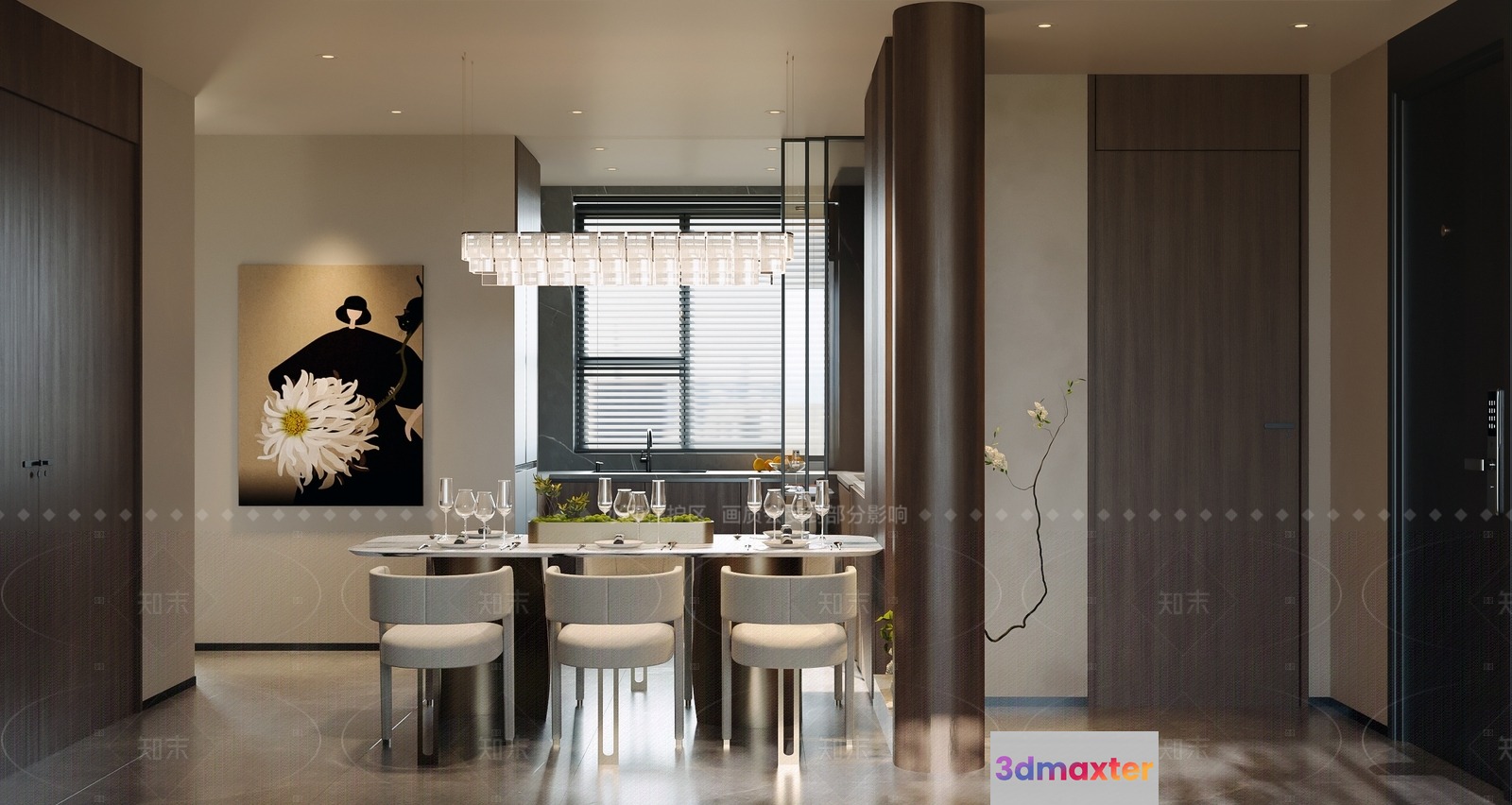 Modern Dining Room 3D Model - 18876 - VRAY Render