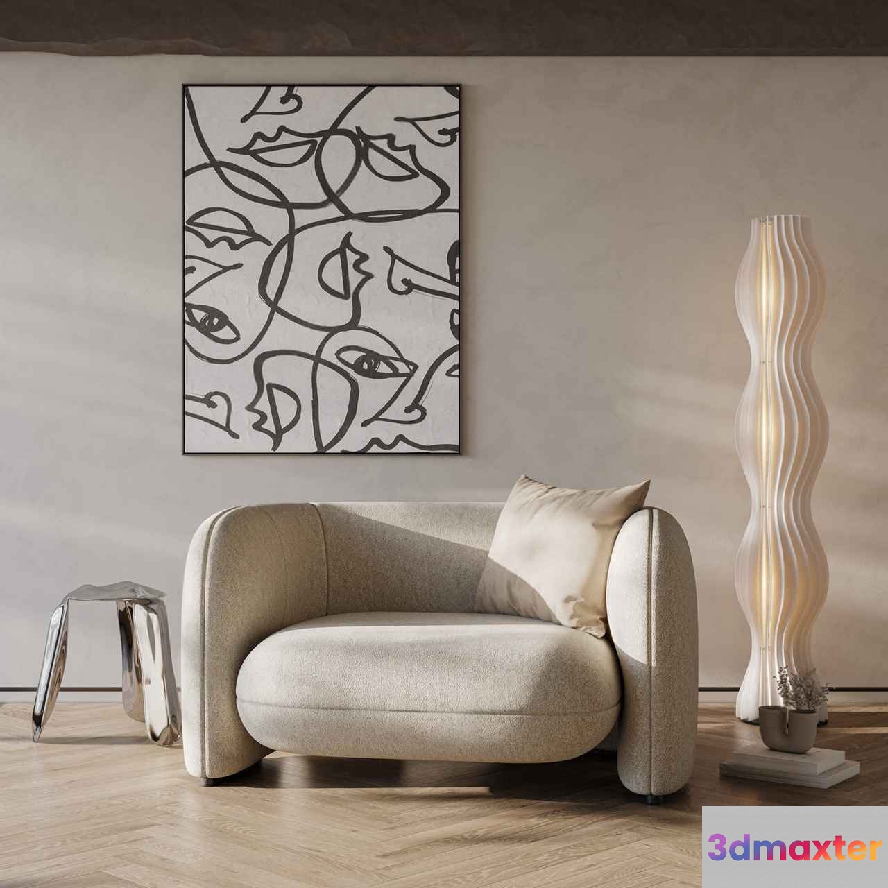 Modern Living Room 3D Model - 6972 - CORONA Render