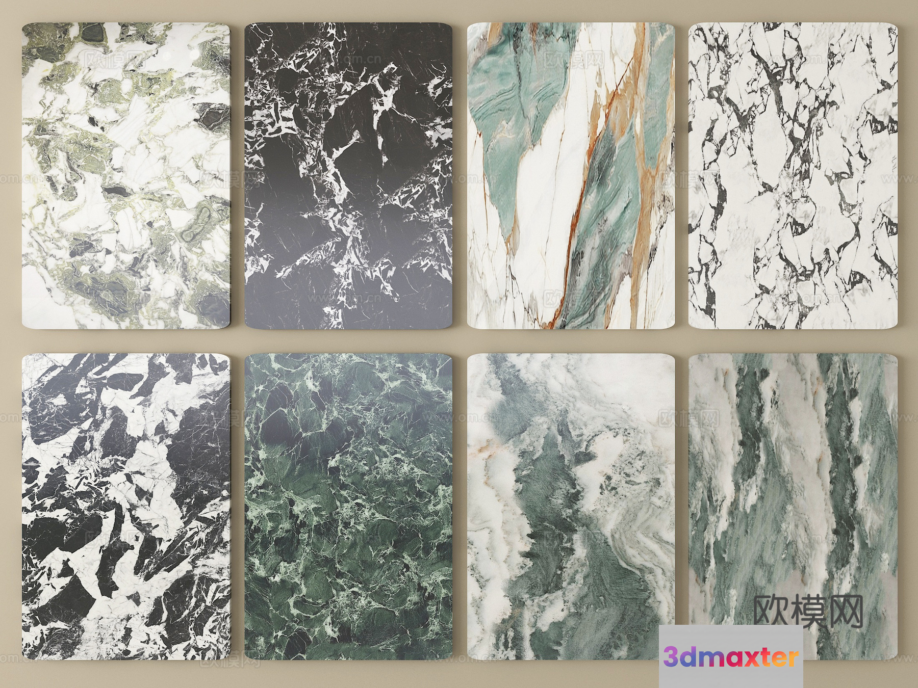 Green Marble Patterns 3D Model - 8592 - VRAY Render