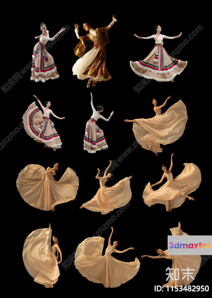 Dancers In Traditional Attire 3D Model - 5319 - VRAY Render