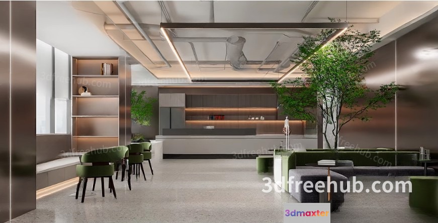 Modern Office Space 3D Model - 21308 - VRAY Render