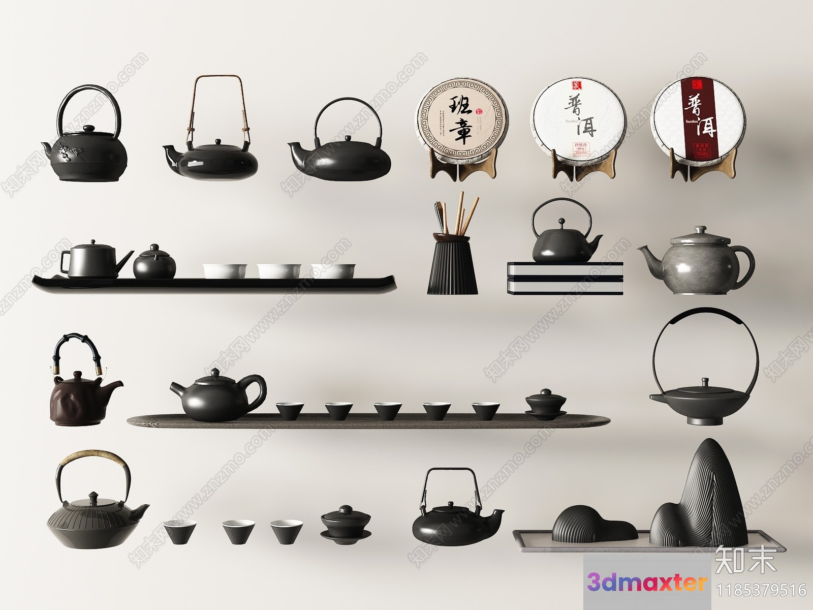 Asian Tea Sets 3D Model - 8164 - VRAY Render