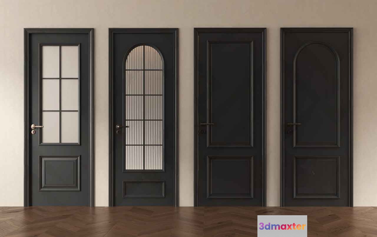 Four Black Doors 3D Model - 11433 - VRAY Render