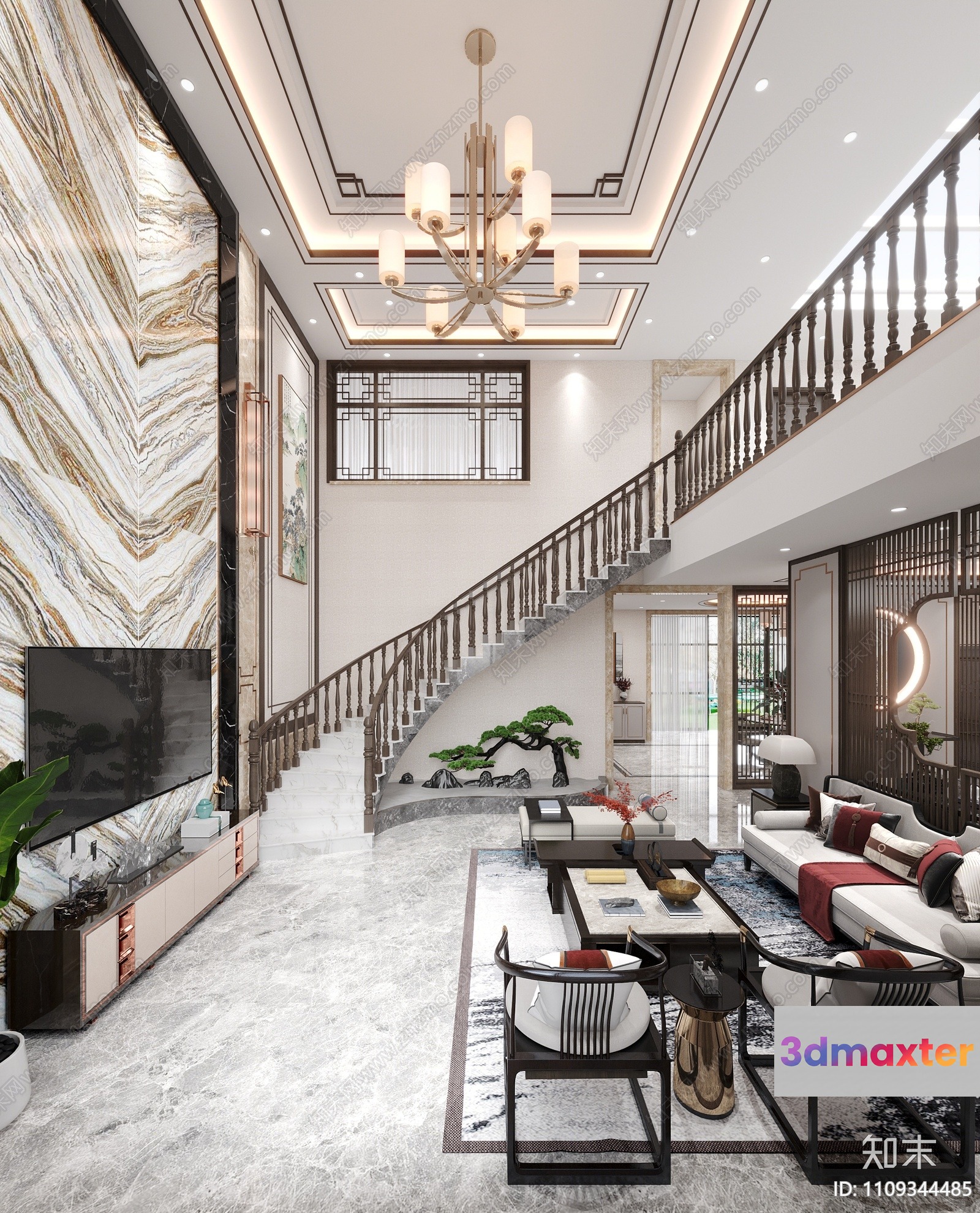 Modern Living Room 3D Model - 107 - VRAY Render