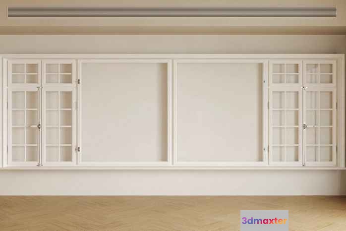 White Wall With Windows 3D Model - 1728 - CORONA Render