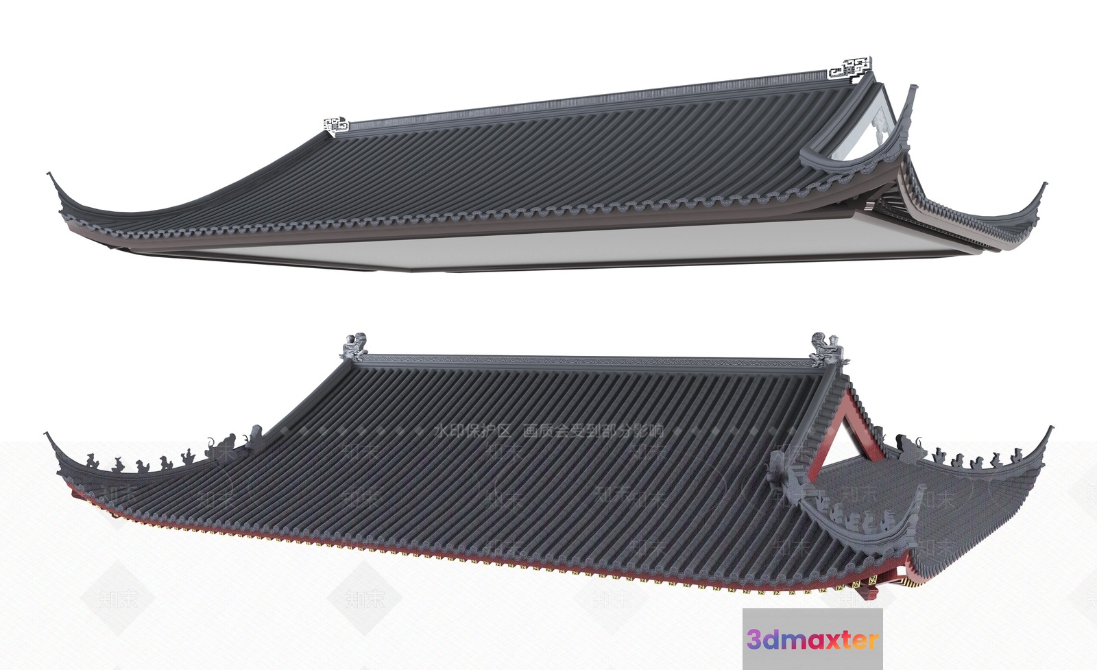 A Chinese Roof 3D Model - 5201 - VRAY Render