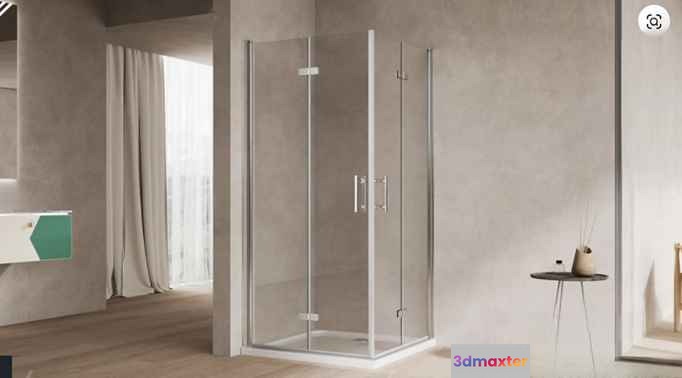 A Glass Shower Enclosure 3D Model - 3085 - VRAY Render