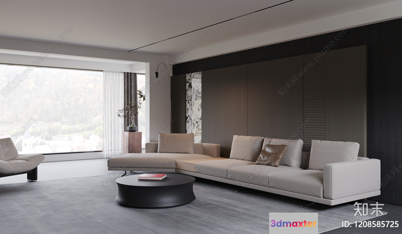 Modern Living Room 3D Model - 2395 - VRAY Render