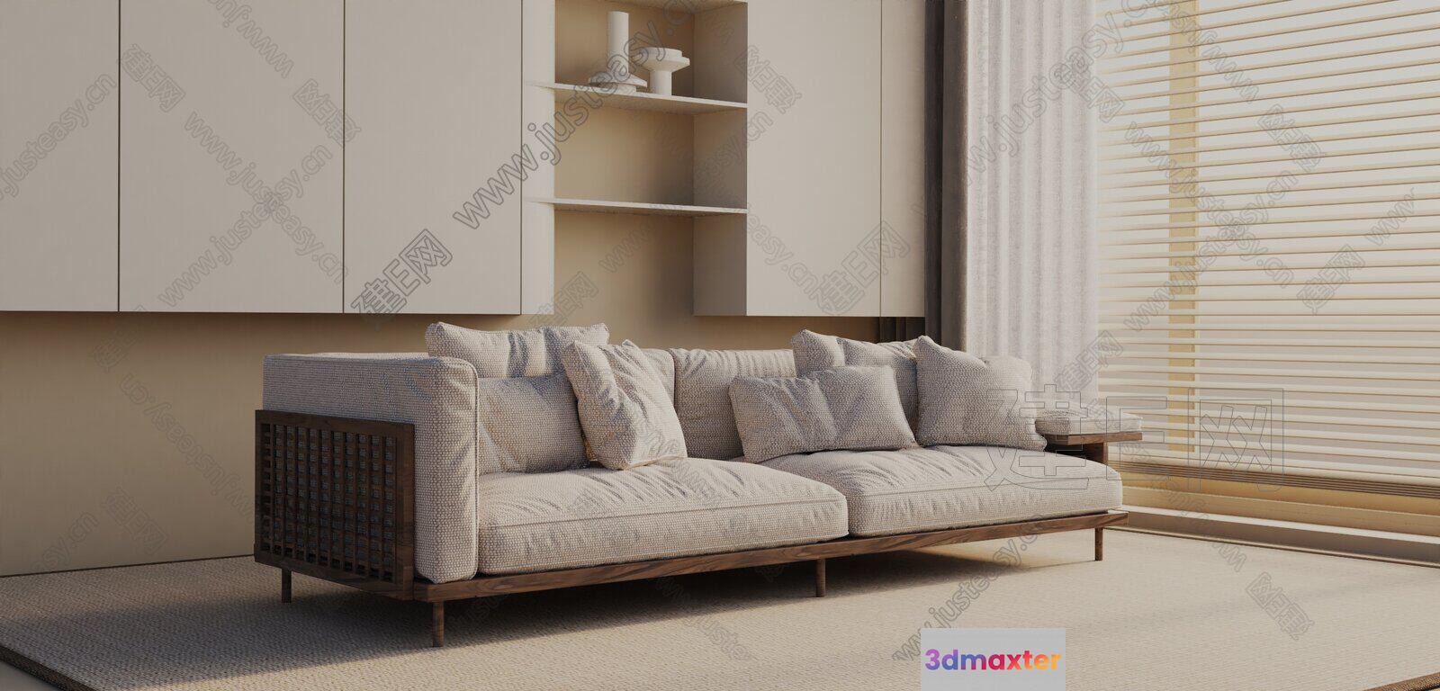 Modern Beige Couch 3D Model - 384 - VRAY Render