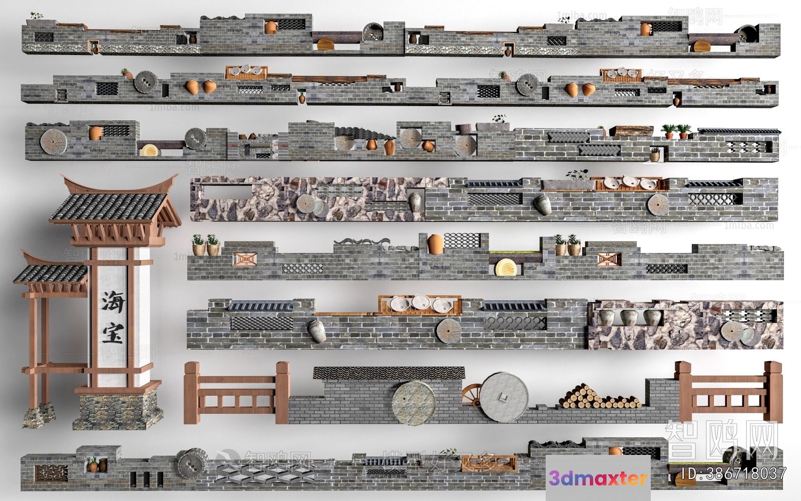 Traditional Chinese Wall Decorations 3D Model - 12212 - VRAY Render