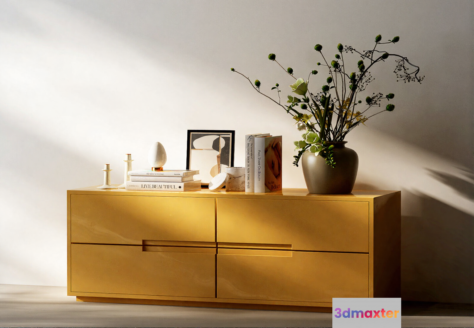 Modern Light Wood Dresser 3D Model - 20364 - VRAY Render