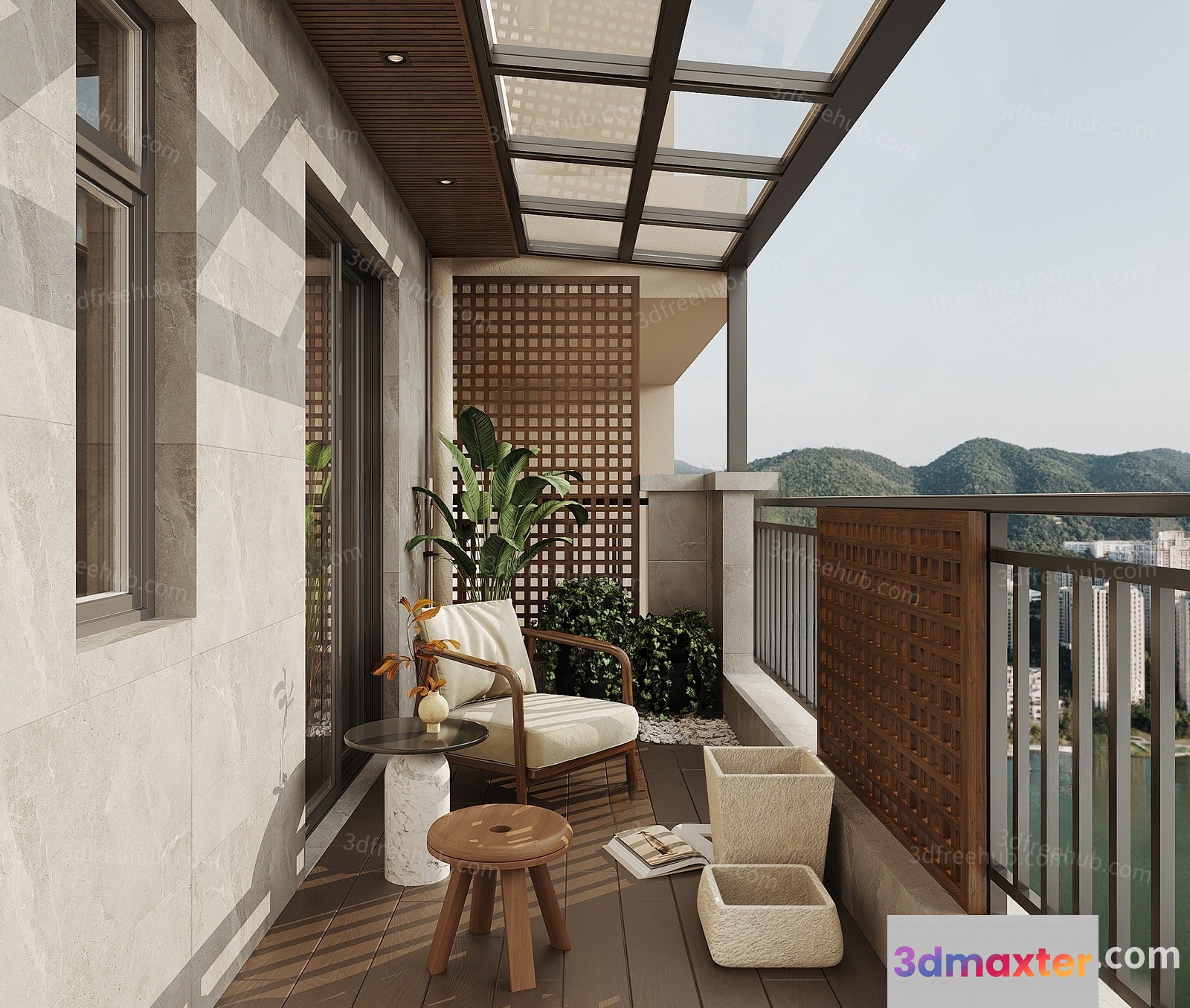 Cozy Balcony Space 3D Model - 22968 - VRAY Render