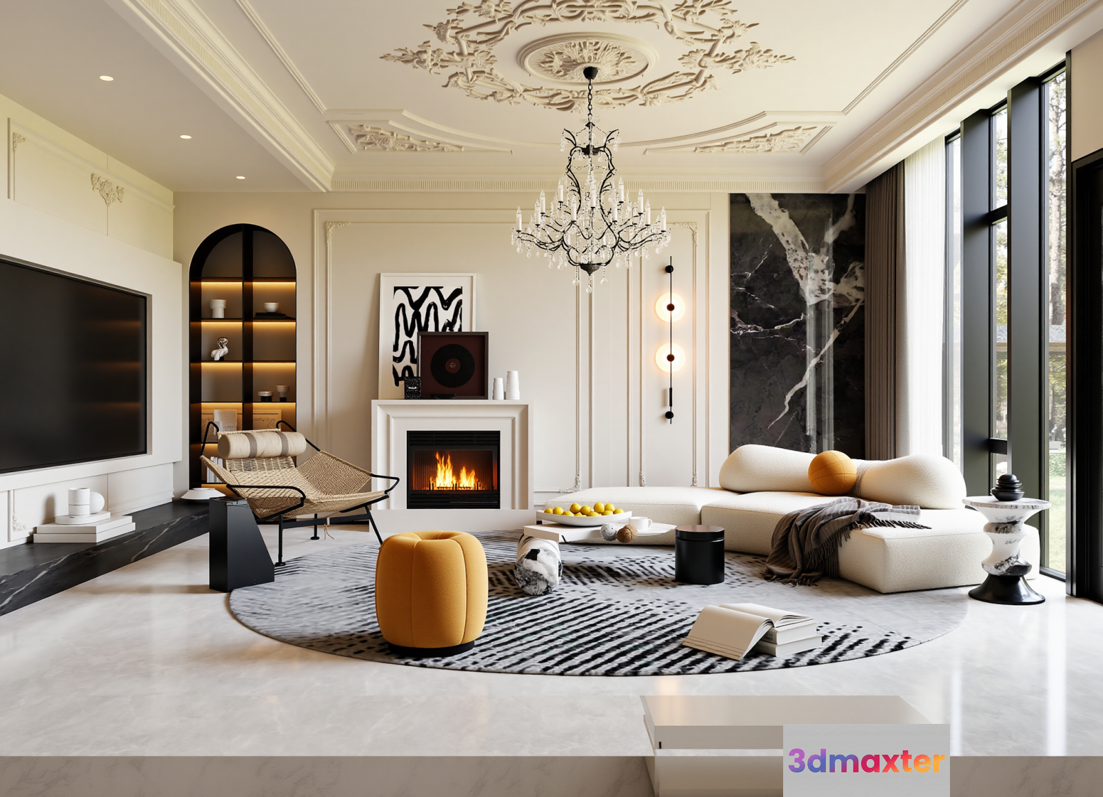Modern Living Room 3D Model - 6931 - VRAY Render