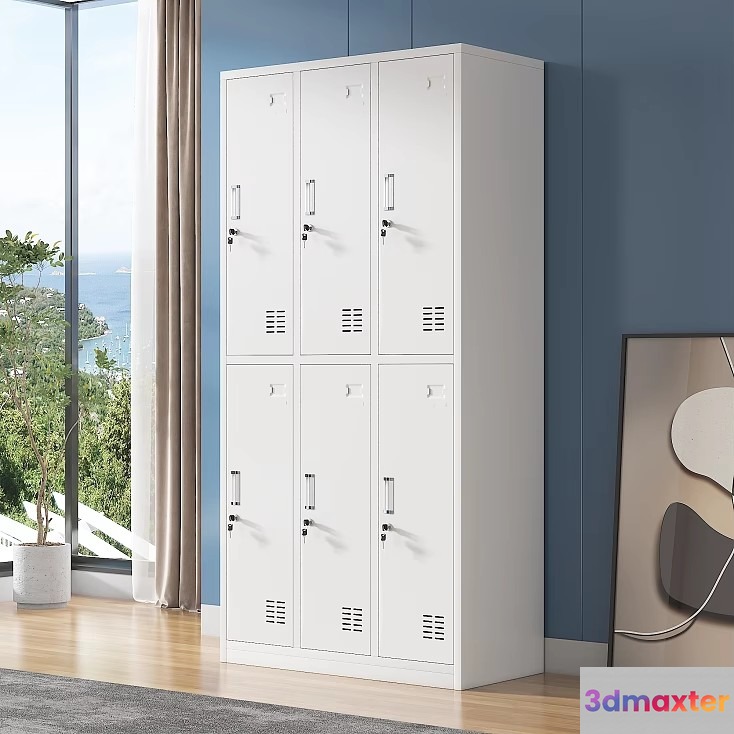 White Lockers 3D Model - 20248 - VRAY Render