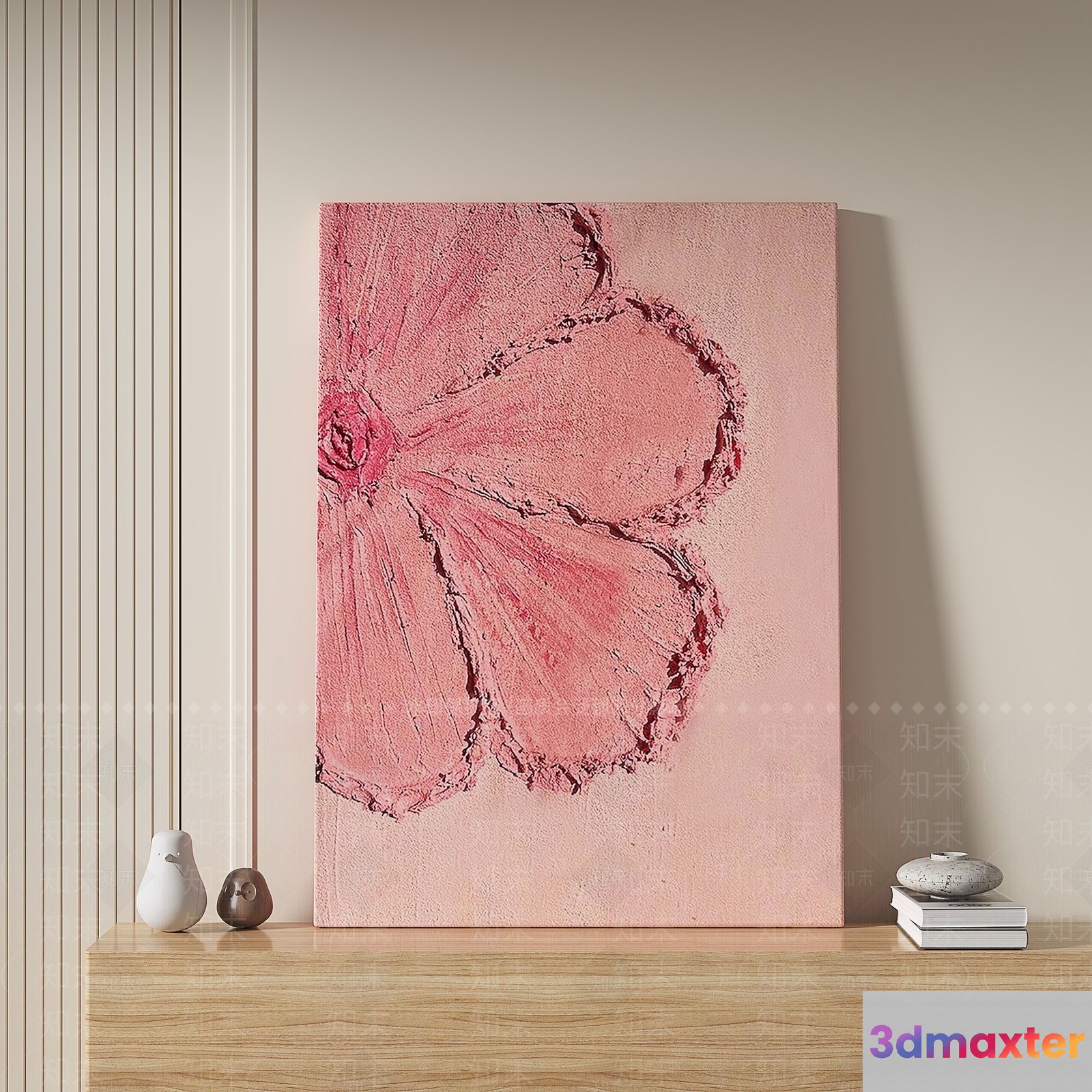 Abstract Pink Flower Painting 3D Model - 8168 - VRAY Render