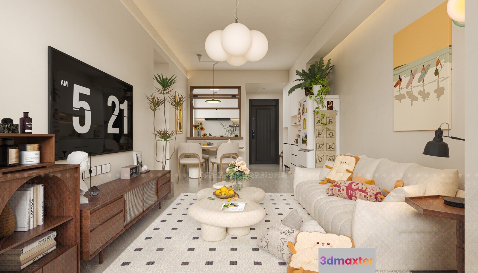 Modern Living Room 3D Model - 5653 - VRAY Render