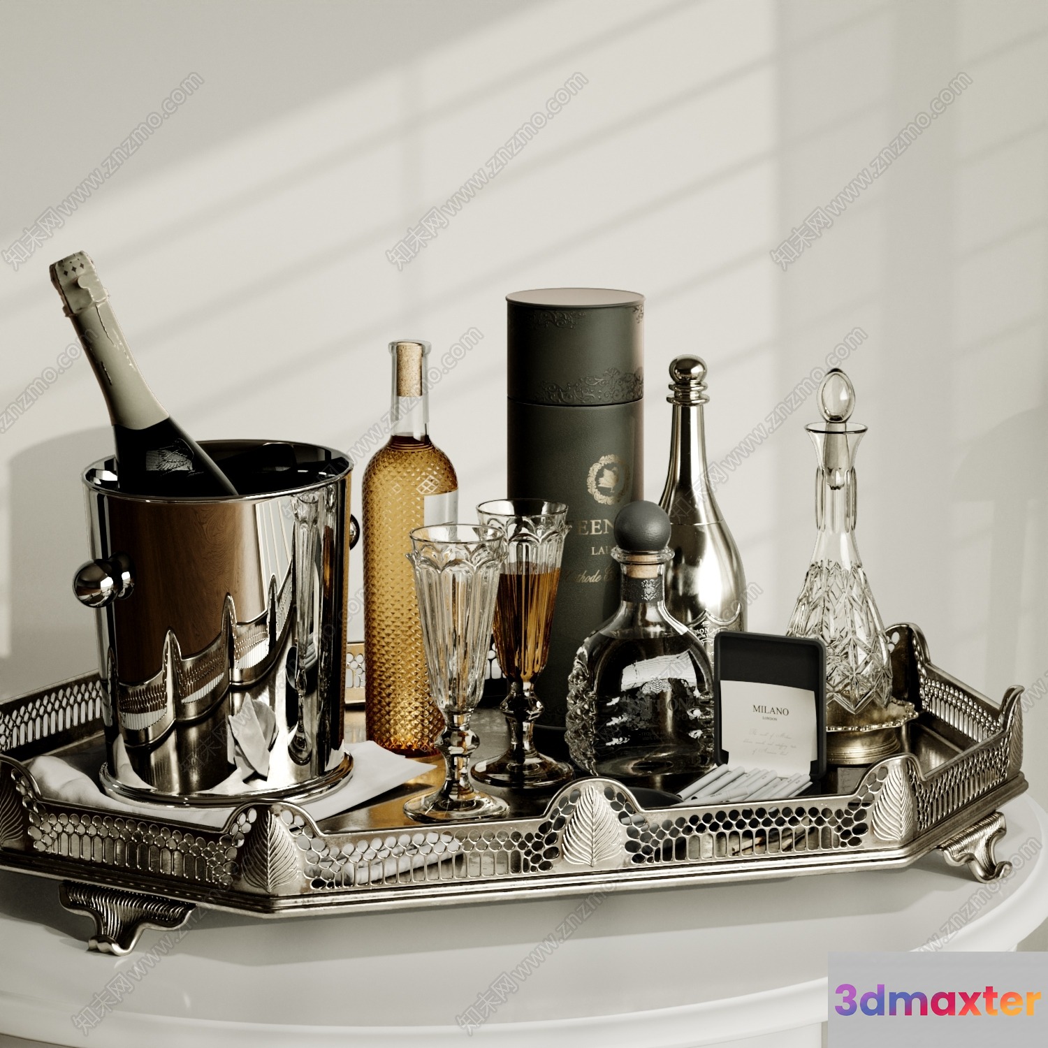 Silver Tray 3D Model - 15034 - VRAY Render
