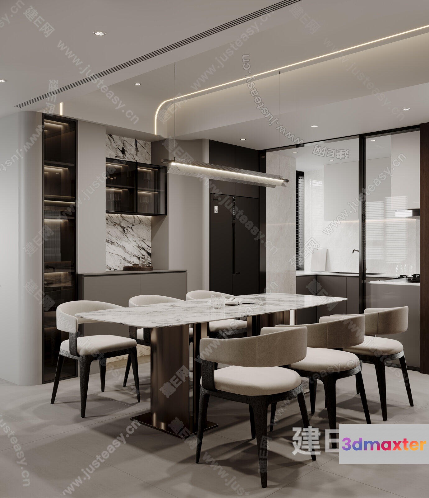 Modern Dining Room 3D Model - 3968 - CORONA Render