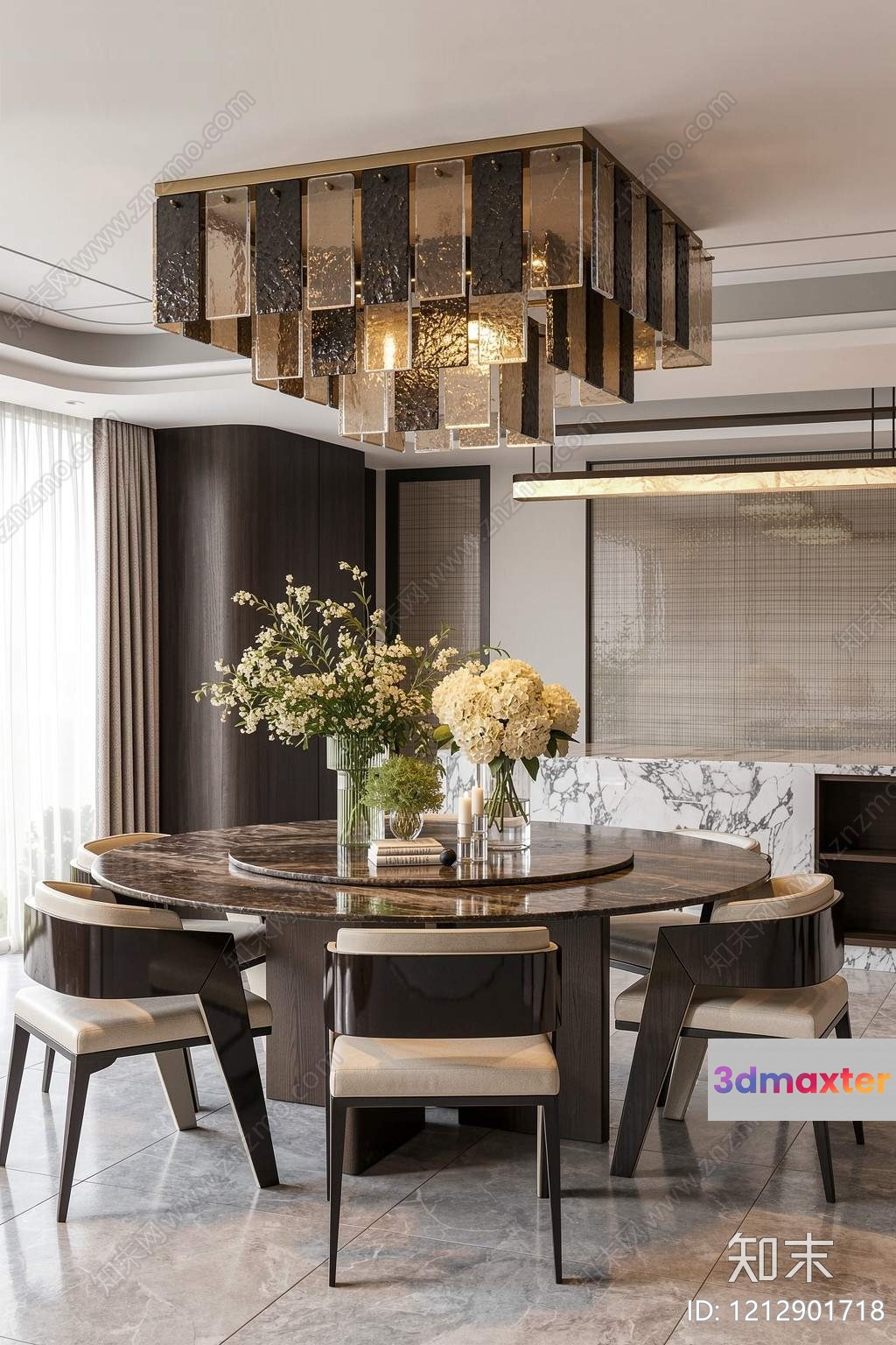 Modern Dining Room 3D Model - 2425 - VRAY Render