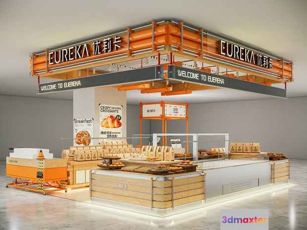 A Bakery Display With A Sign That Reads Eureka 3D Model - 3728 - VRAY Render