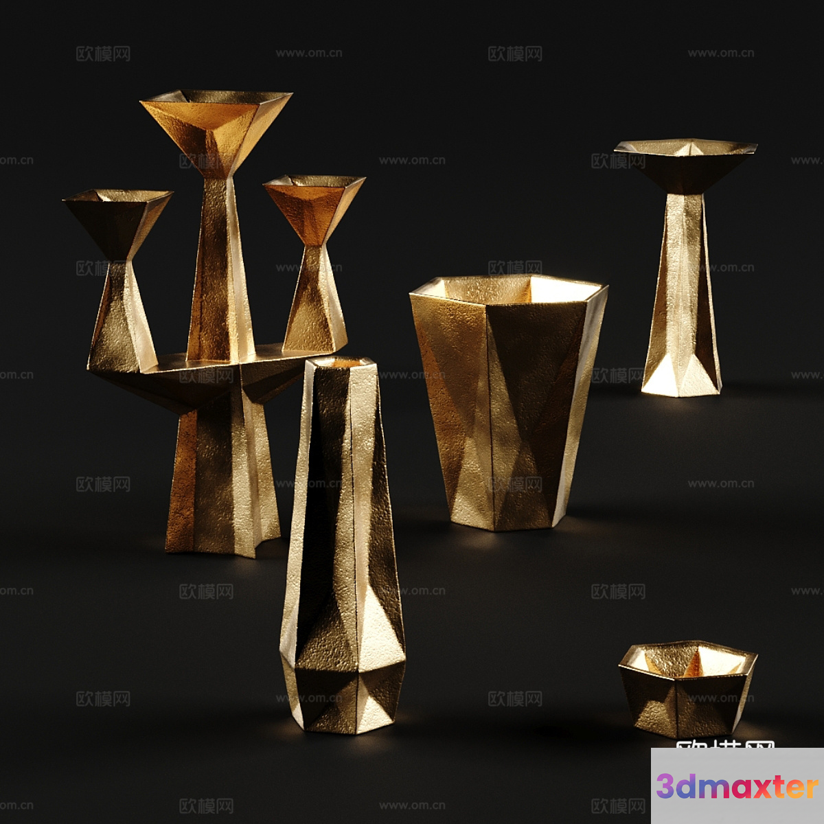 Gold Vase 3D Model - 13630 - VRAY Render