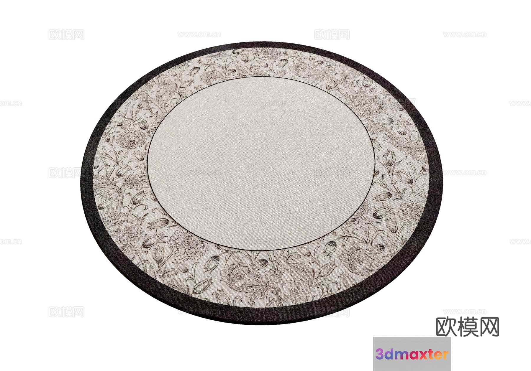 The Main Subject In This Image Is A Round Rug With A Floral Pattern 3D Model - 21717 - VRAY Render