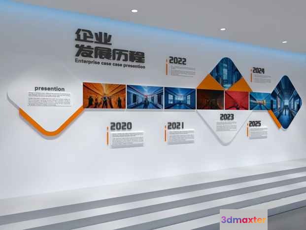 A Timeline On A Wall 3D Model - 17814 - CORONA Render