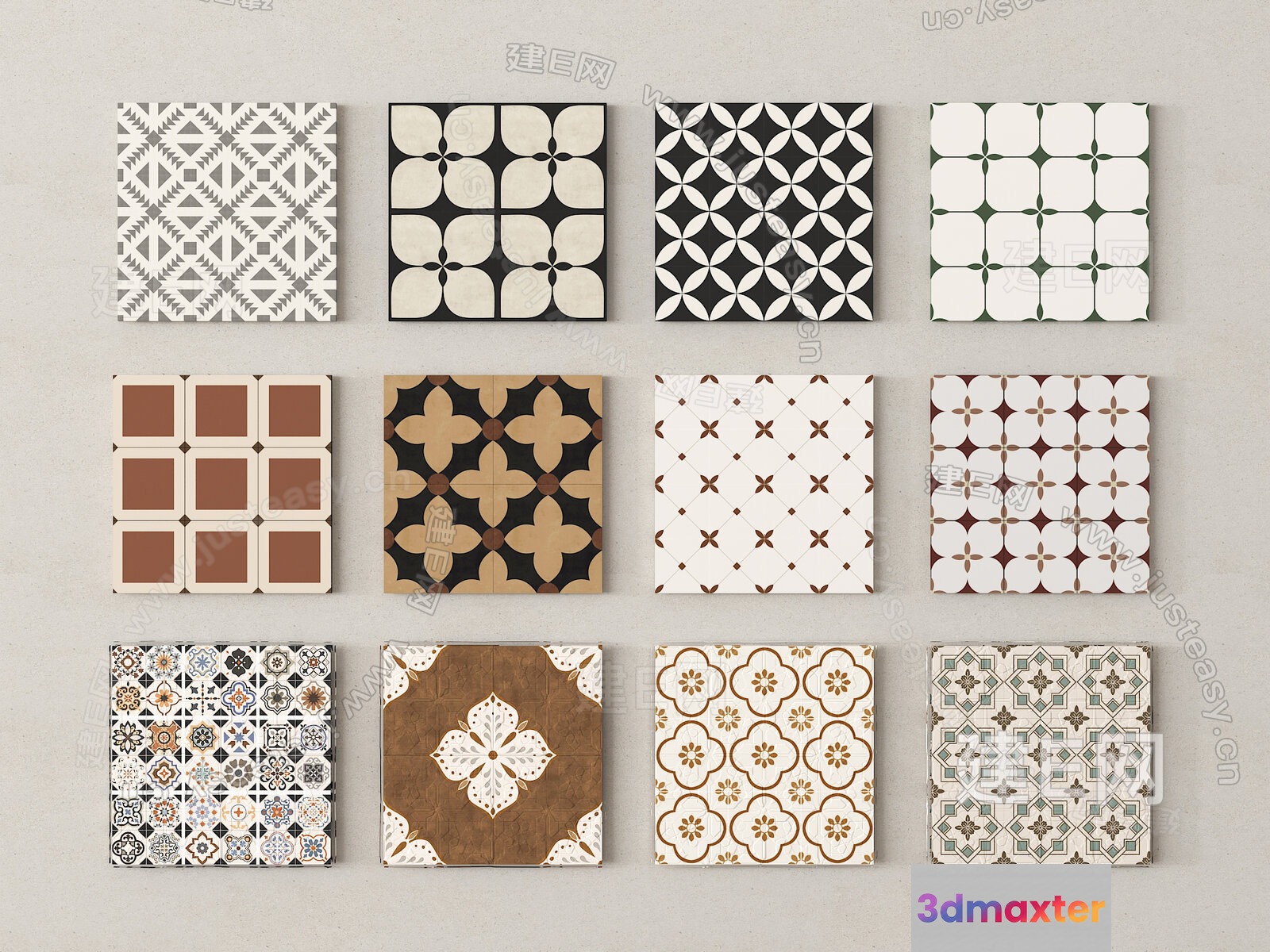 Tiles With Various Patterns 3D Model - 15109 - VRAY Render