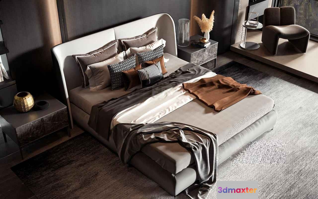Cozy Modern Bedroom 3D Model - 5384 - VRAY Render