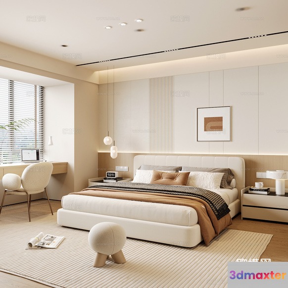 Modern Bedroom Design 3D Model - 16162 - CORONA Render