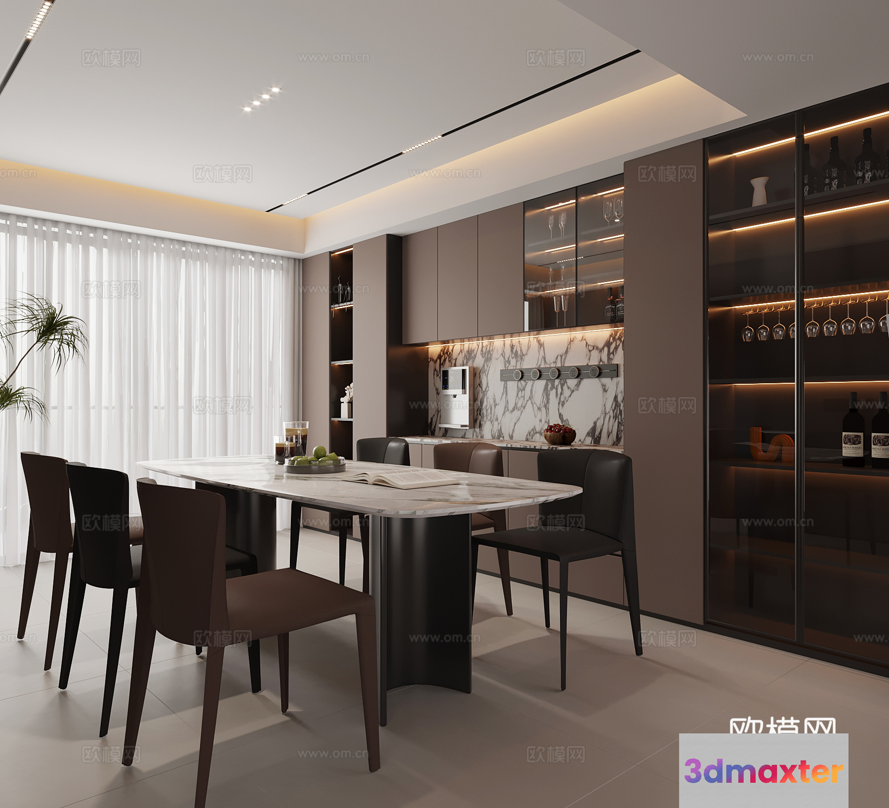 Modern Dining Room 3D Model - 12697 - VRAY Render