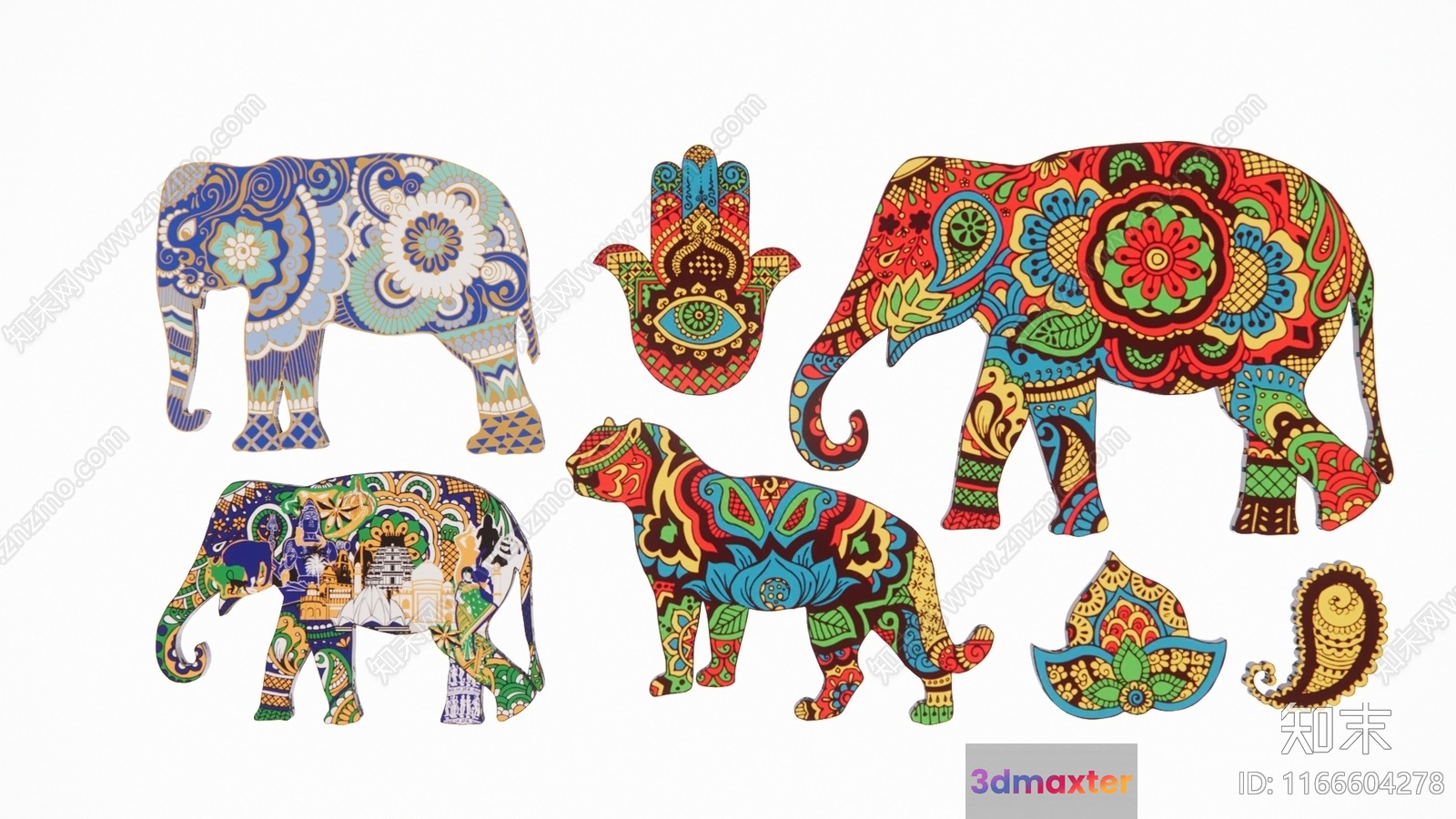 Decorative Elephant Artwork 3D Model - 1616 - VRAY Render