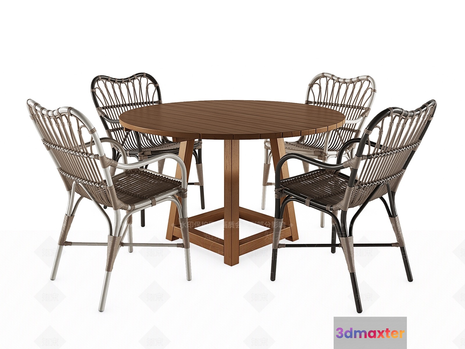 Rattan Outdoor Dining Set 3D Model - 4316 - VRAY Render