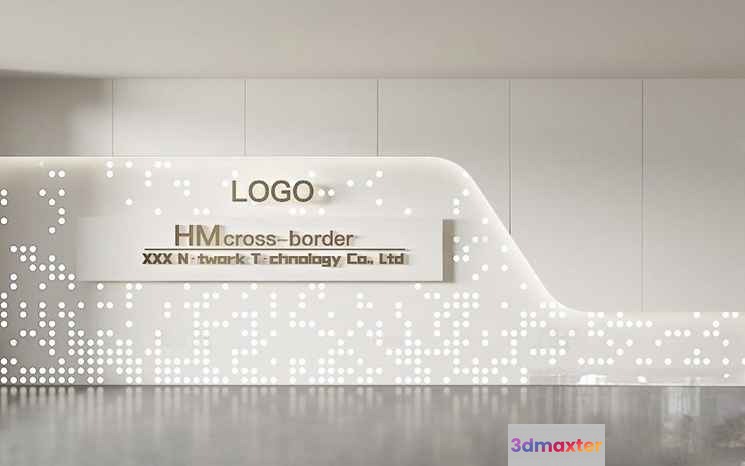 A White Wall With A Sign 3D Model - 3248 - VRAY Render