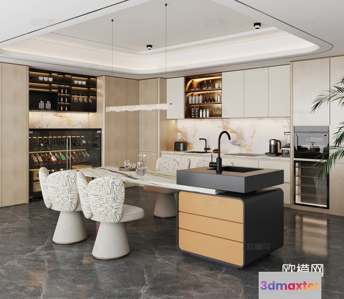 Modern Kitchen 3D Model - 8238 - CORONA Render