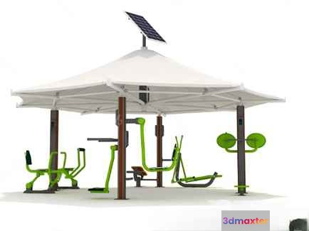 Outdoor Gym Equipment 3D Model - 8523 - VRAY Render