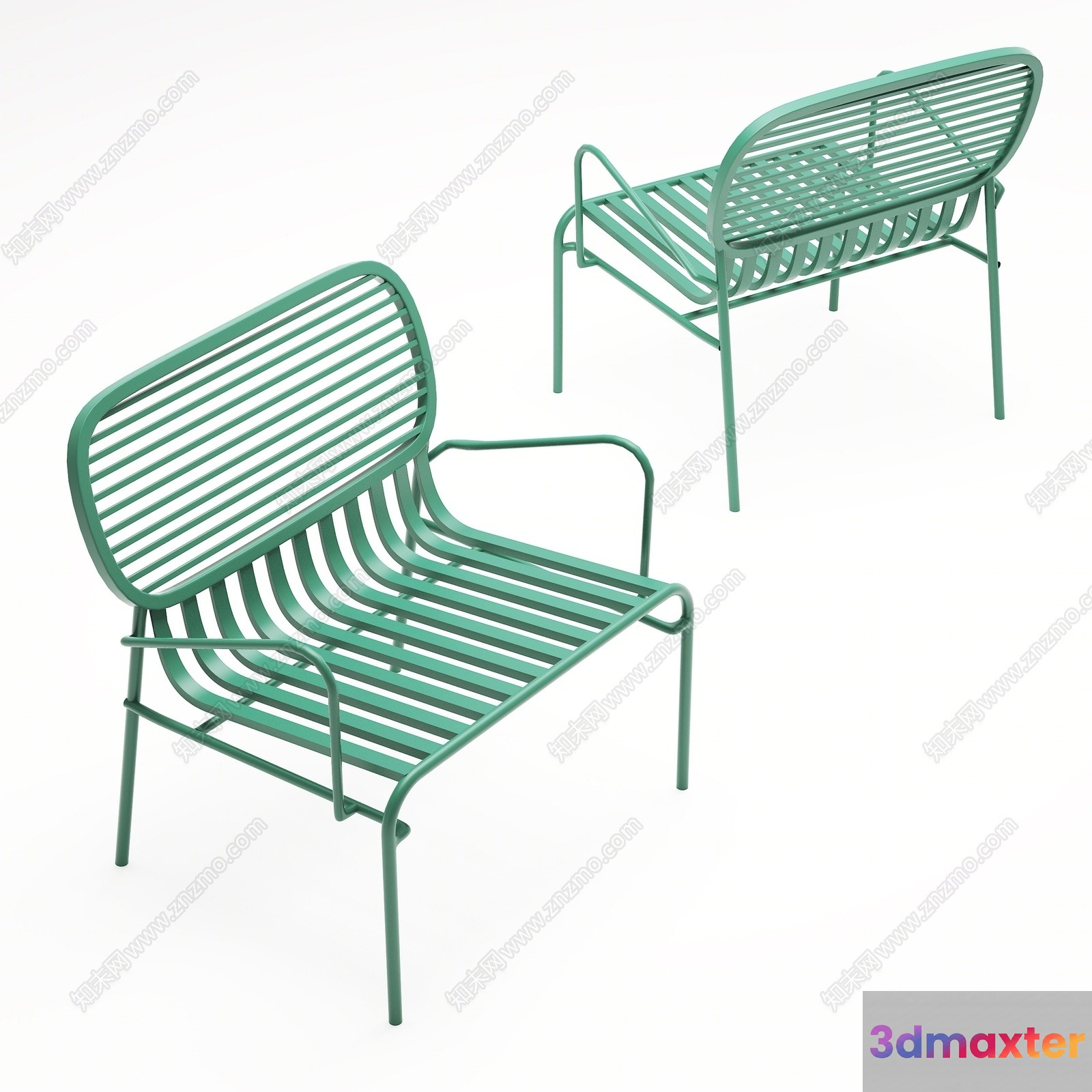 Modern Green Metal Chair 3D Model - 19483 - VRAY Render