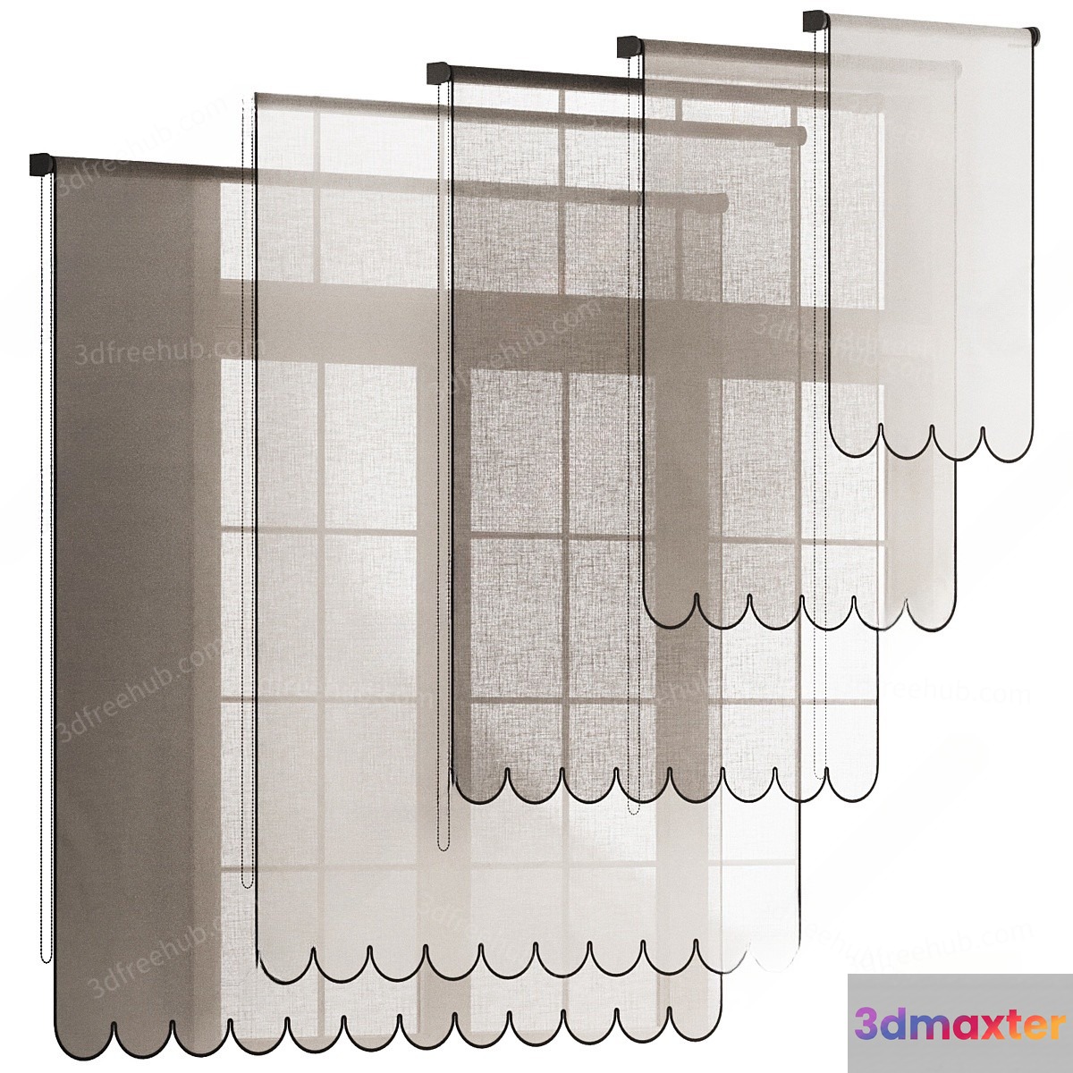 A Window With Curtains 3D Model - 19642 - VRAY Render