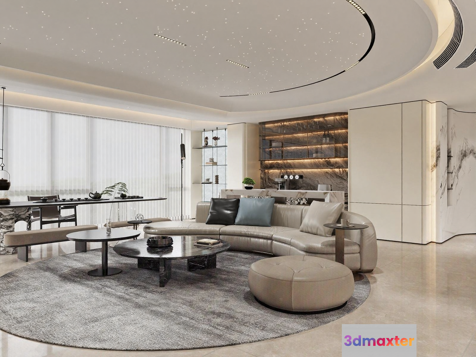Modern Living Room 3D Model - 2392 - VRAY Render