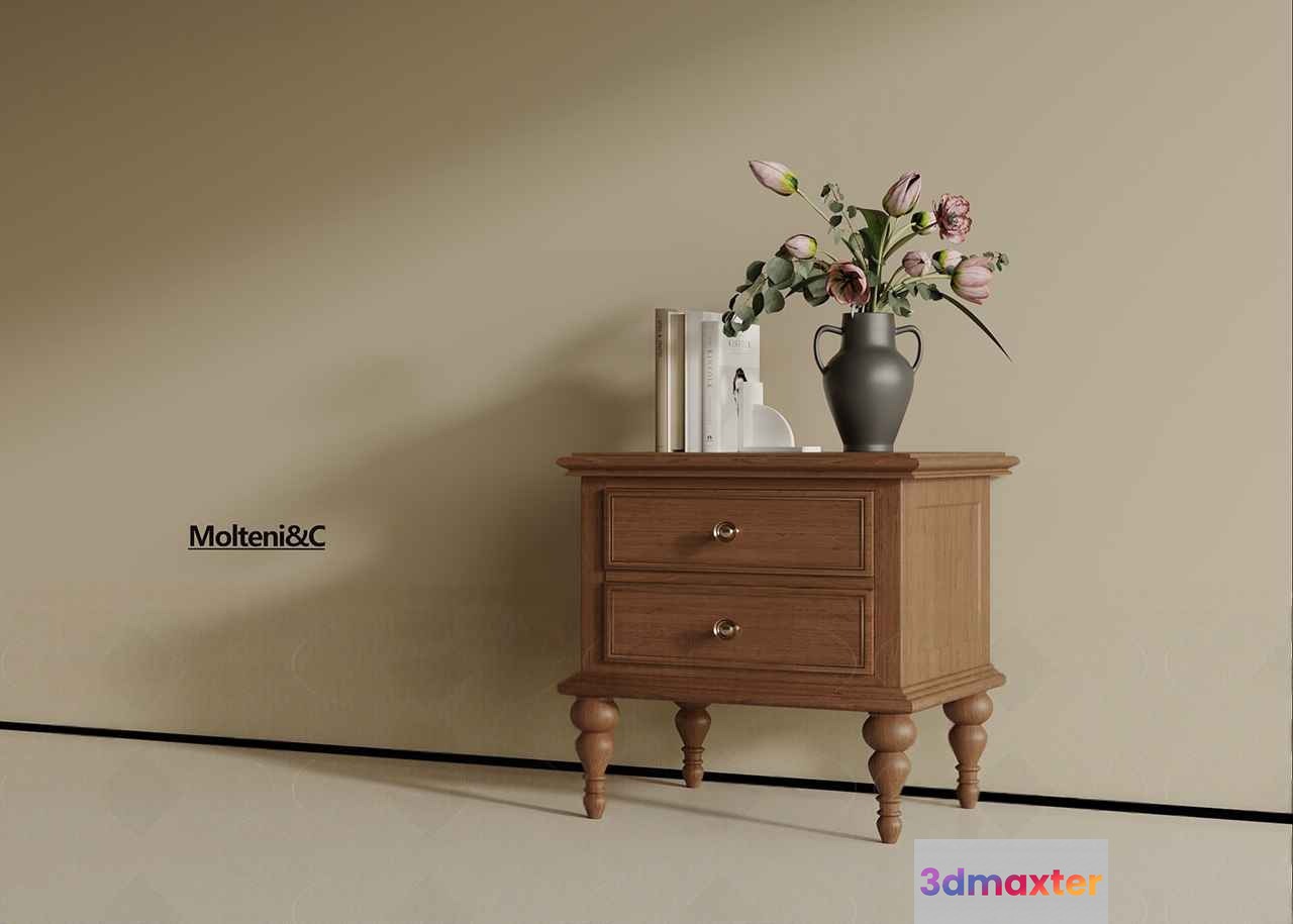 Wooden Bedside Table 3D Model - 14456 - VRAY Render