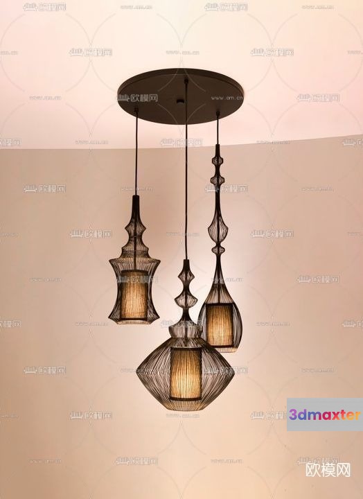 Gold Light Fixture 3D Model - 7461 - VRAY Render