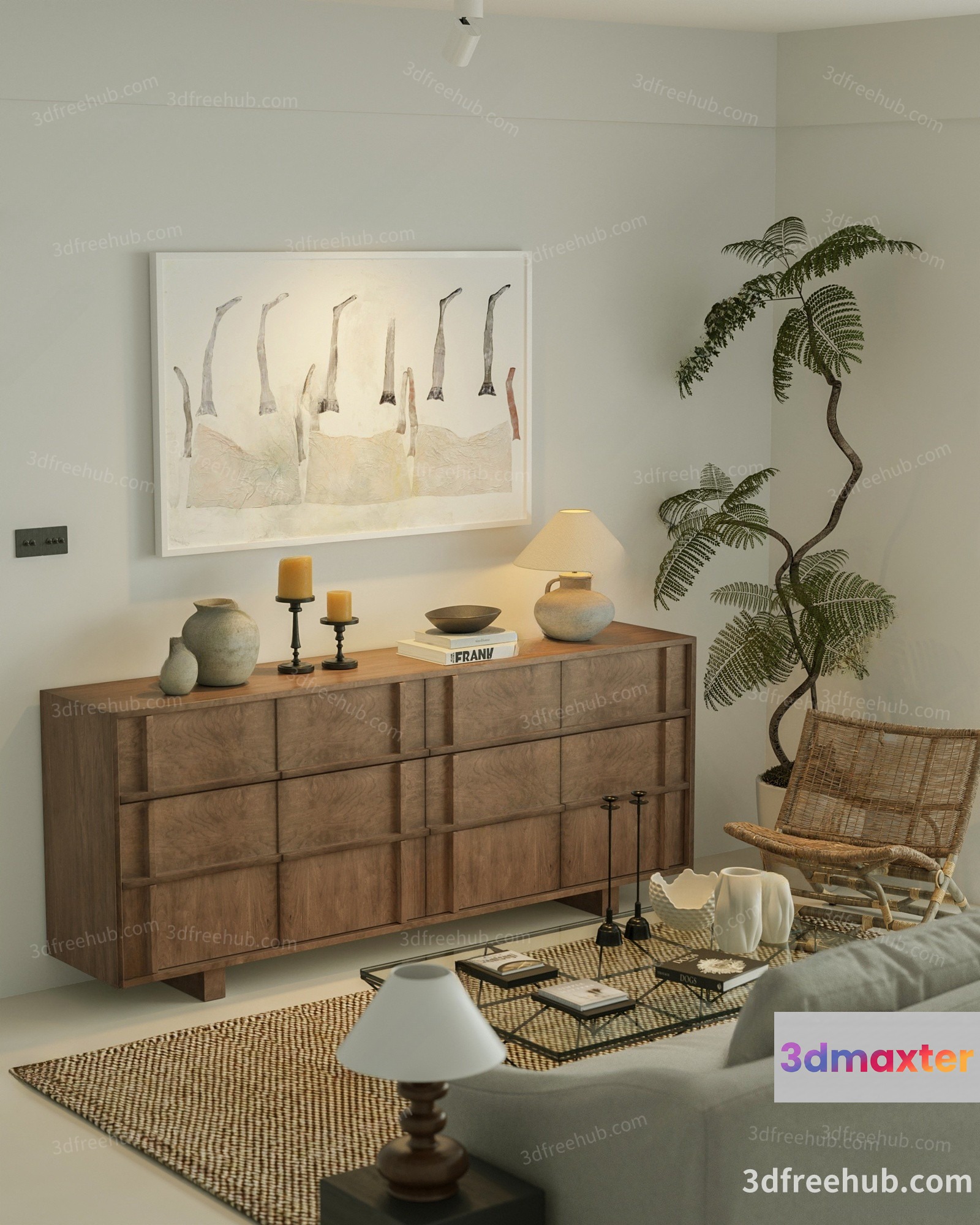 Modern Living Room 3D Model - 18538 - VRAY Render