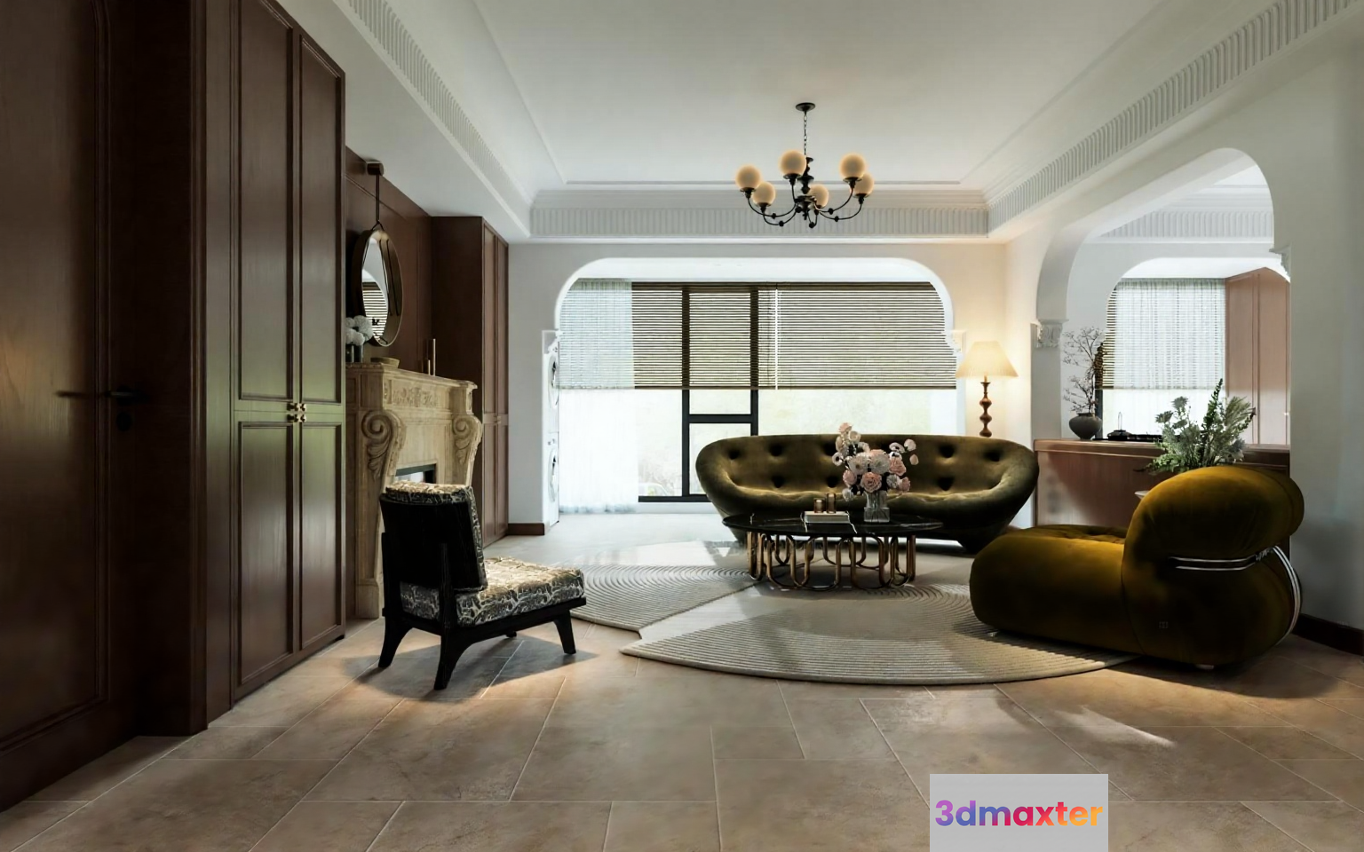 Modern Living Room 3D Model - 5210 - VRAY Render