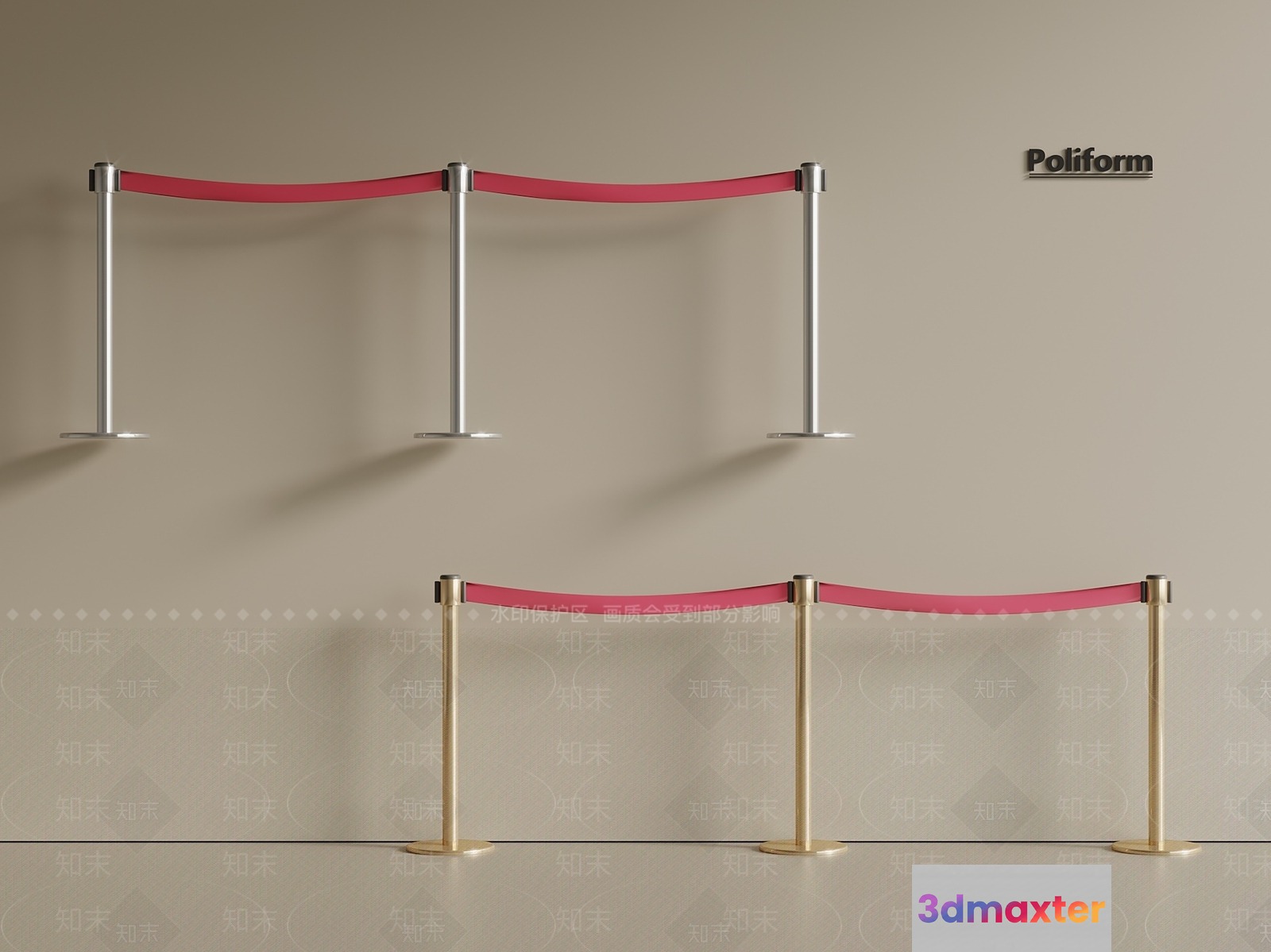 Poliform Stanchions 3D Model - 21458 - VRAY Render