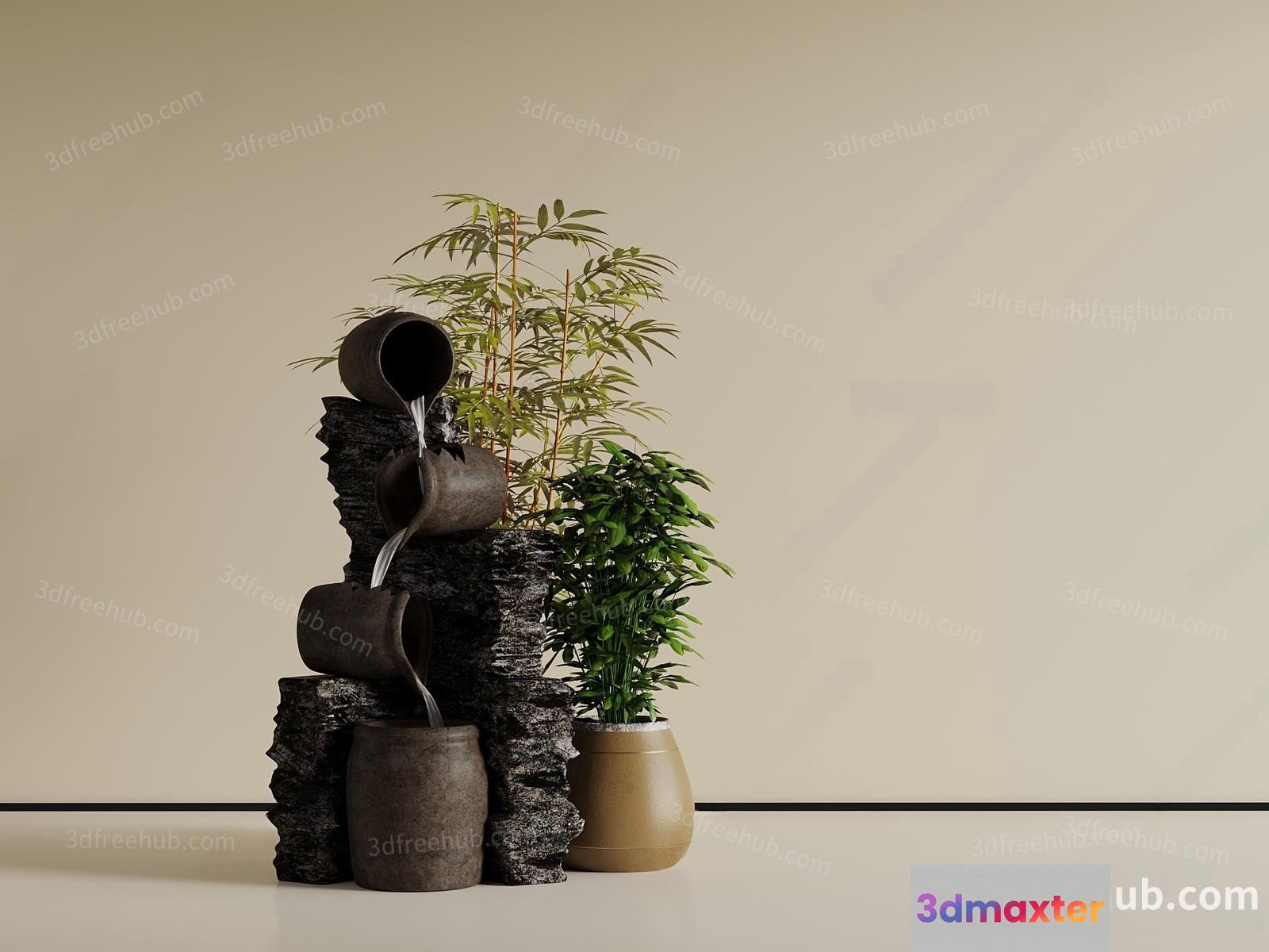 A Small Indoor Fountain 3D Model - 22694 - VRAY Render