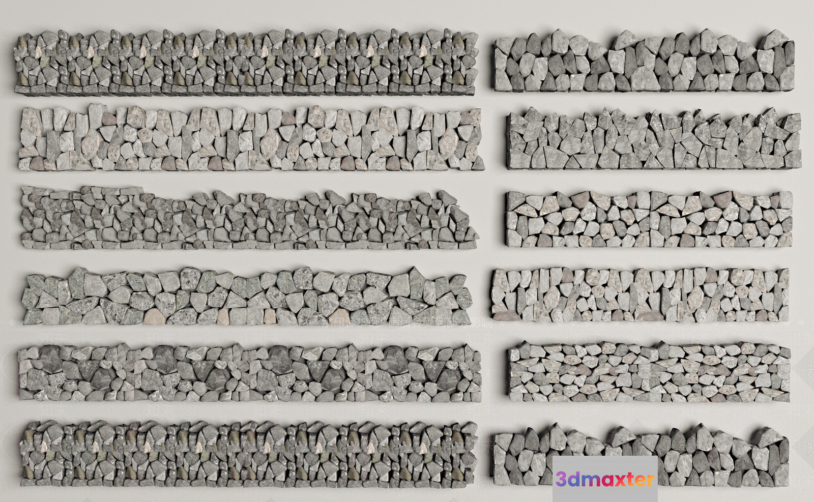 Gray Stone Wall 3D Model - 16041 - VRAY Render