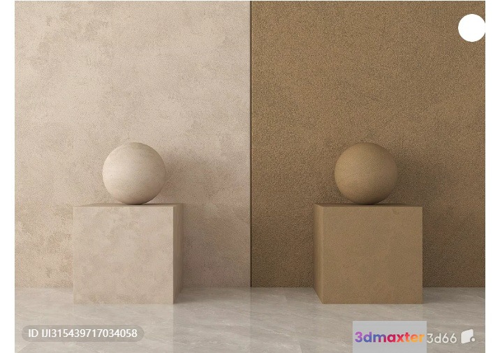 Two Beige Spheres On Cubes 3D Model - 559 - VRAY Render