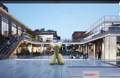 A Large Beige Abstract Sculpture 3D Model - 15036 - VRAY Render